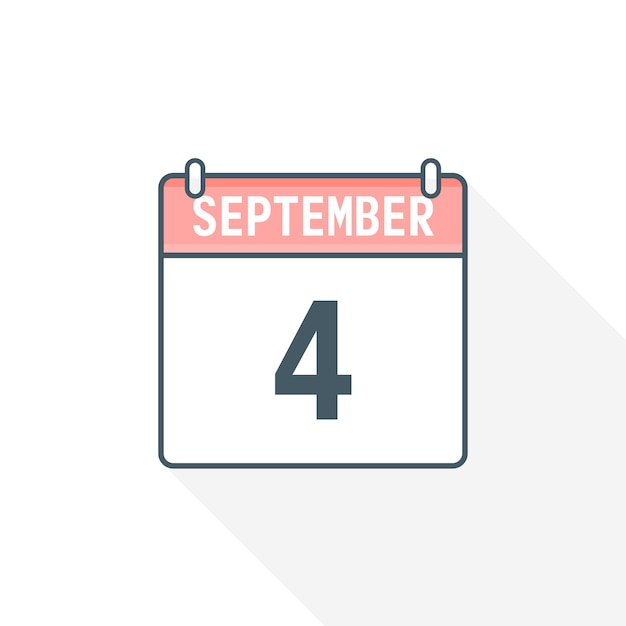 4th September calendar icon September 4 calendar Date Month icon vector illustrator