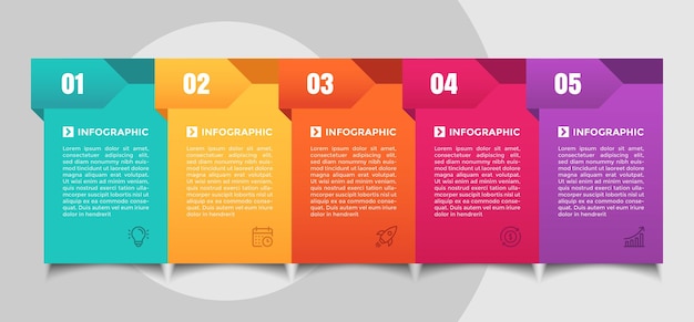 5 Colour Timeline Step Infographic Template