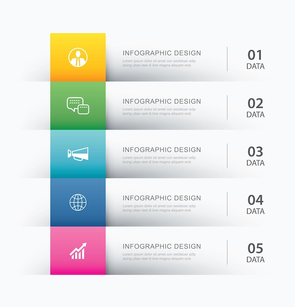 5 data infographics tab paper index template Vector illustration abstract background