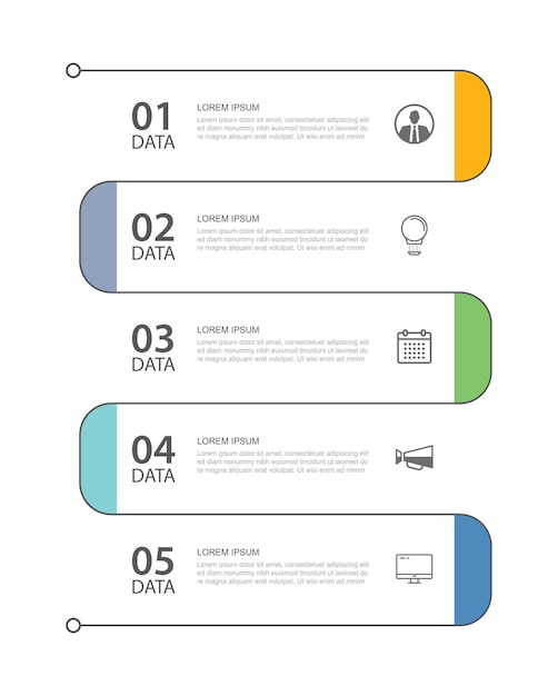 5 data infographics tab thin line index template. Vector illustration abstract background. Can be used for workflow layout, business step, banner, web design.