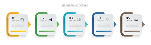 5 data infographics timeline tab paper index template Illustration abstract background