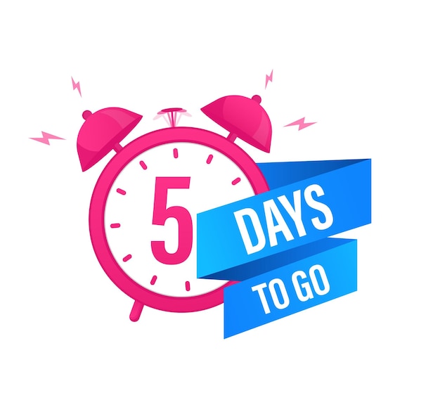 5 day to go in modern style Special offer badge Web design Sale tag Vector illustration