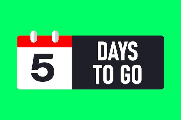 5 days to go last countdown icon Five days go sale price offer promo deal timer 5 day only