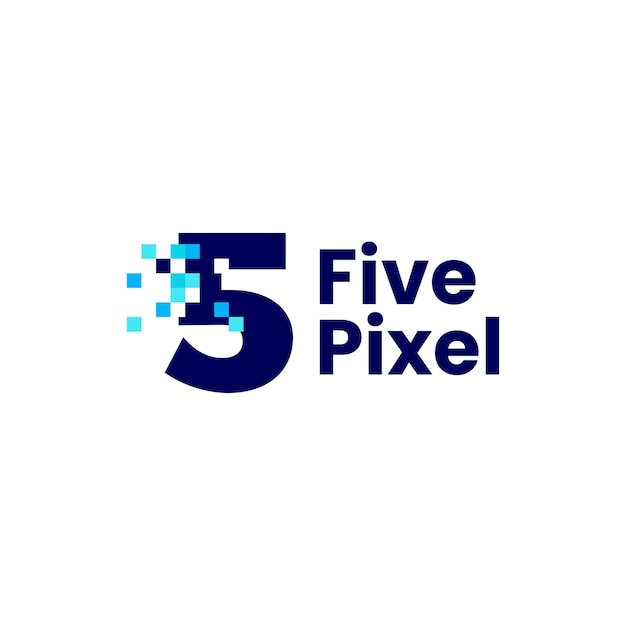 5 five number pixel mark digital 8 bit logo vector icon illustration