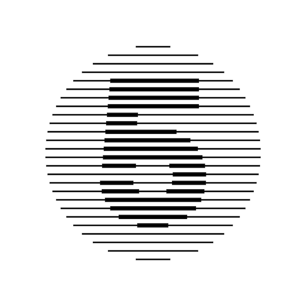 Vector 5 five number round line abstract optical illusion stripe halftone symbol icon