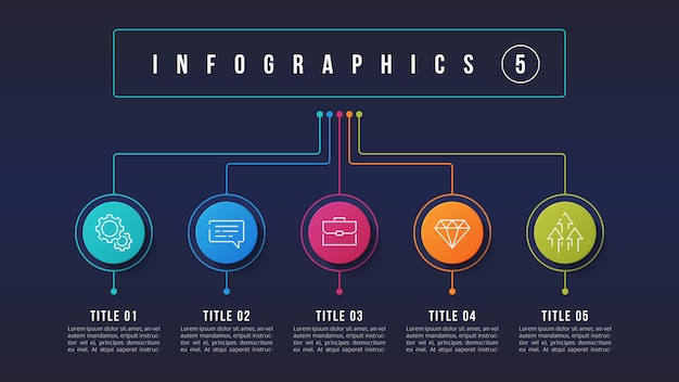  5 options infographic design, structure chart, presentati