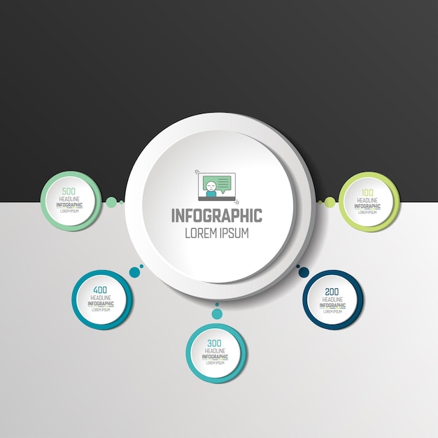 5 options parts steps Vector scheme chart infograph infographic