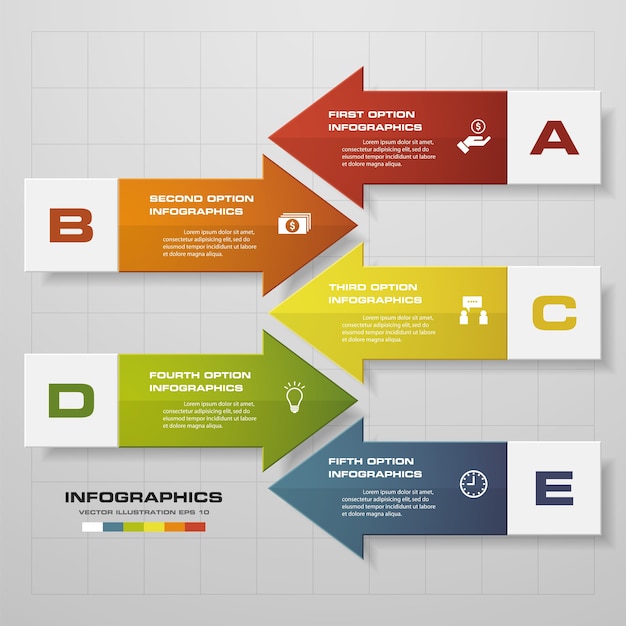 Vector 5 steps of arrow infografics template.