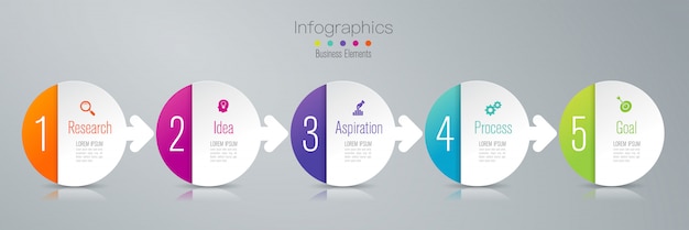 5 steps business infographic elements for the presentation