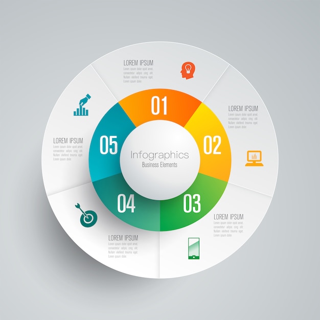 5 steps business infographic elements for the presentation