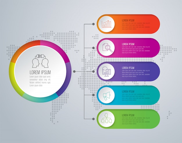 5 steps business infographic elements for the presentation