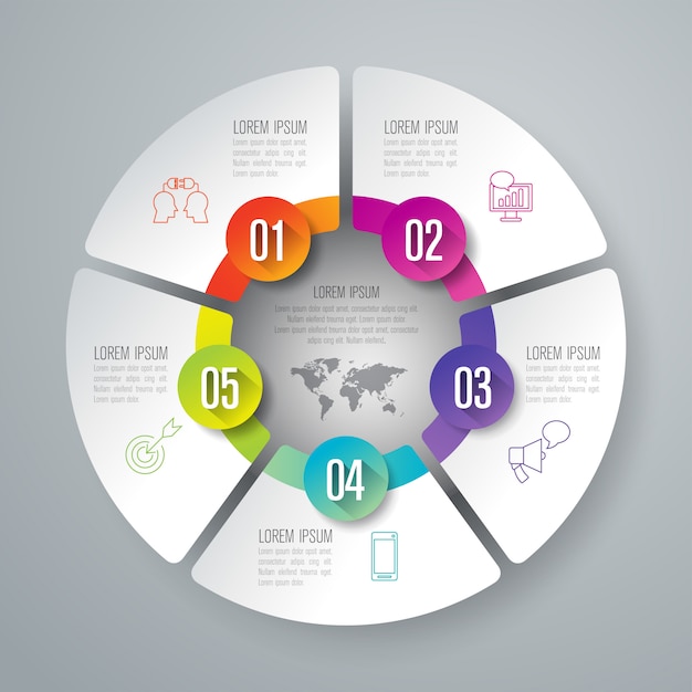 5 steps business infographic elements for the presentation