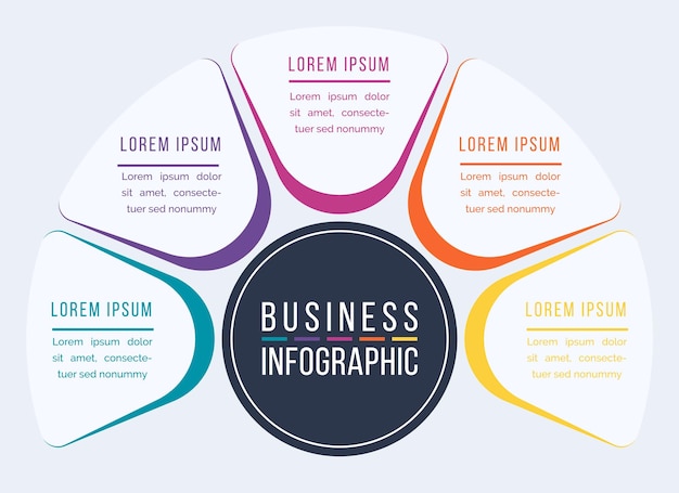 5 Steps Infographic business design 5 objects elements or options infographic template for business