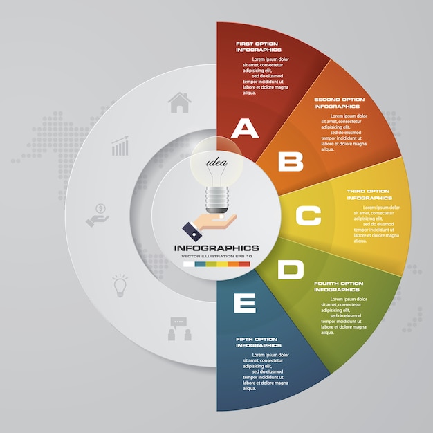 5 steps infographics element for presentation.