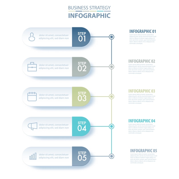 5 steps modern and clean Business Infographics design template