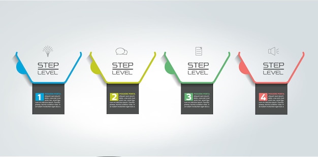 5 Steps tutorial chart diagram timeline One two three four five concept