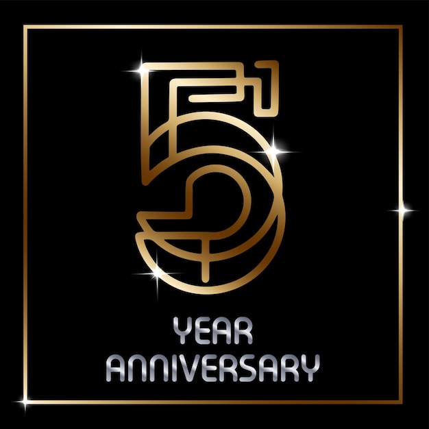 5 years anniversary celebration vector logo line art