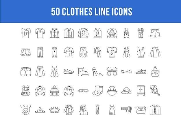 50 Clothes Line Icons