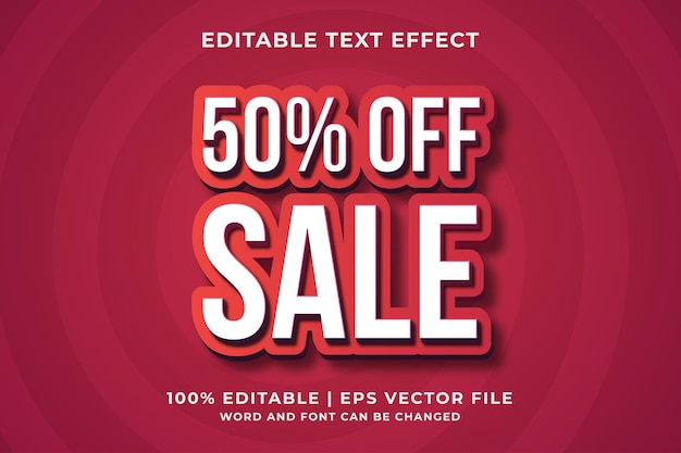 50% Off Sale 3d editable text effect Premium Vector