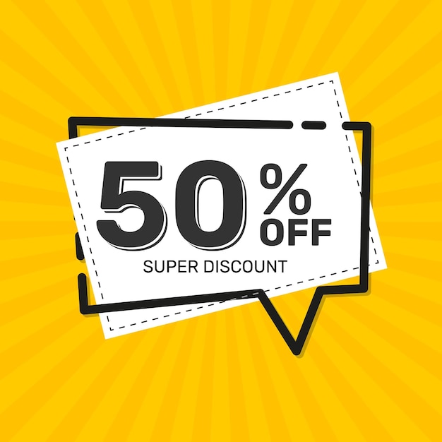 50 OFF Super Discount Discount Promotion Special Offer Discount Banner Yellow Square Banner