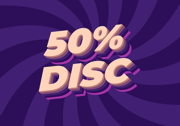 50 percent discount Text effect in 3D style with good colors