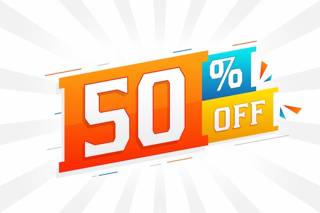 50 Percent off 3D Special promotional campaign design 50 of 3D Discount Offer for Sale and marketing