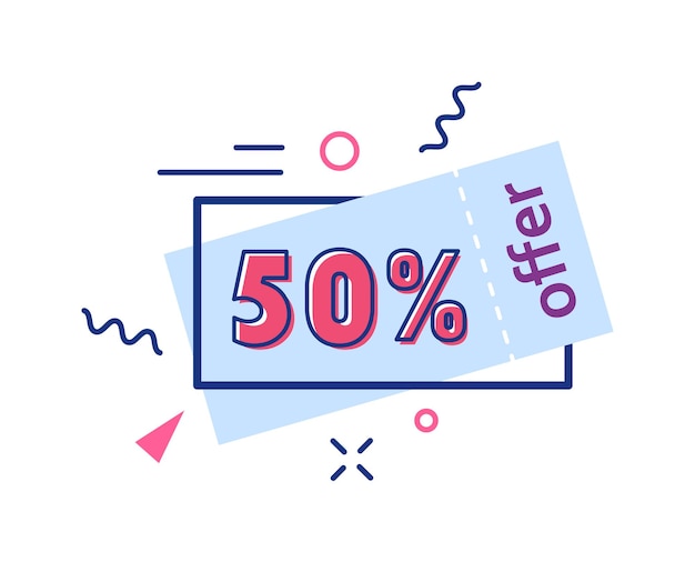 50 percent off advertising sale sticker half price vector