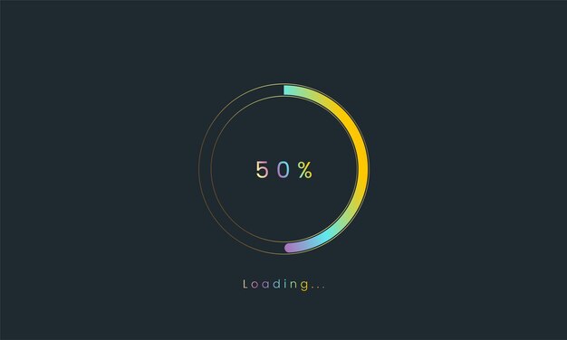 50 percent rainbow loading bar uploading bar for user interface colorful Futuristic loading bar