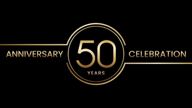 50 year anniversary Anniversary template design with gold color ring and text Vector Template