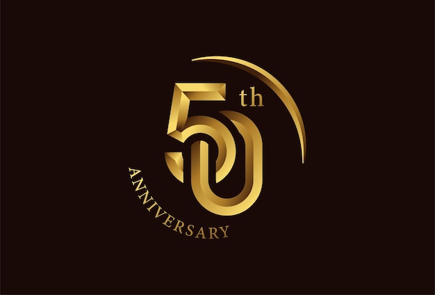 50 year anniversary celebration logo design with golden circle style