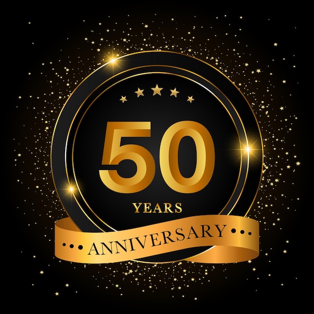 50 Years Anniversary Golden anniversary celebration template design Vector illustrations