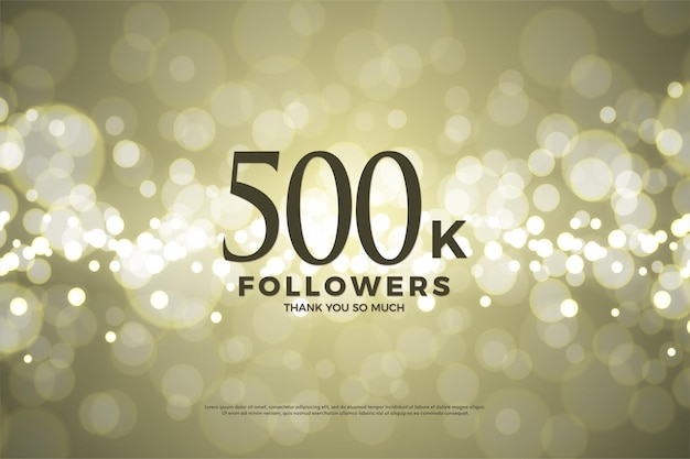 500k followers illustration background with gold paper