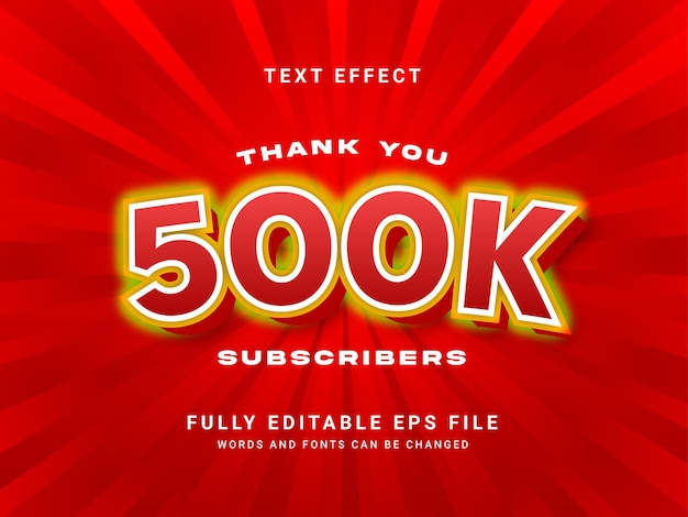 500k Subscriber 3d Editable Text Effect Design