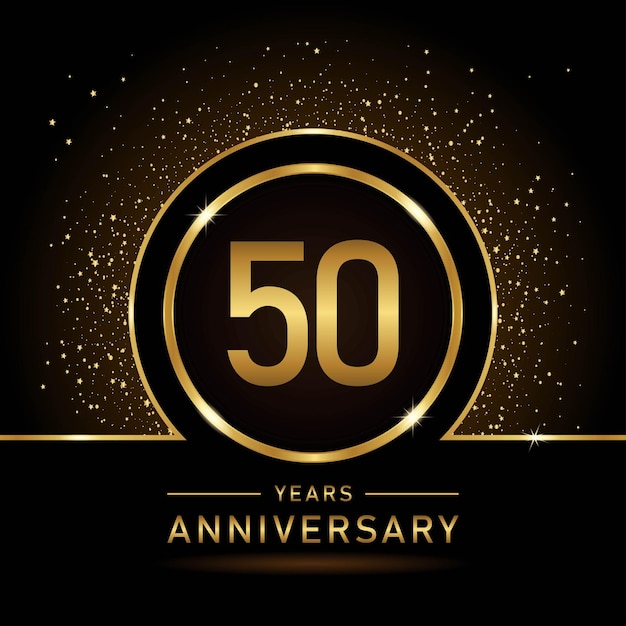 50th Anniversary Gold color template design for birthday event Vector Template