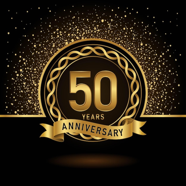 50th Anniversary Gold color template design for birthday event Vector Template