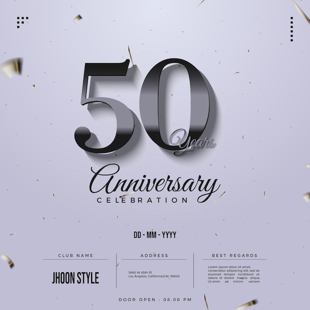 50th anniversary invitation with glossy numbers