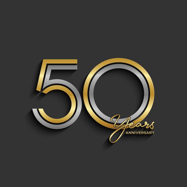 50th Anniversary logo design double line number concept design Golden number Logo Vector Template