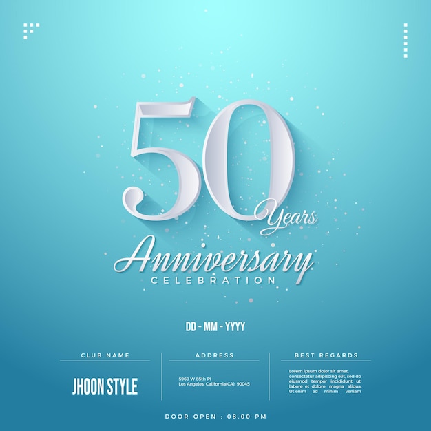 50th anniversary party invitation with soft numbers