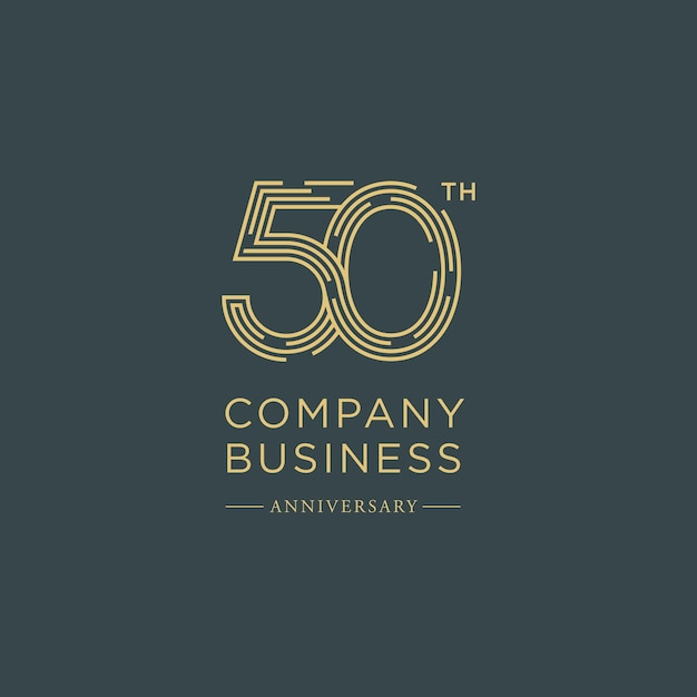 50th company business anniversary elegant minimal linear logo icon Simple greeting card design