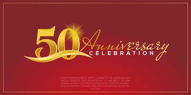 50th years anniversary, vector design for anniversary celebration with gold and red colour.