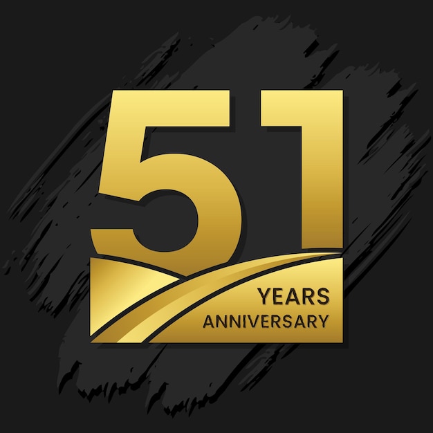 51 years anniversary celebration anniversary celebration template design with gold color isolated on black brush background vector template illustration