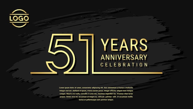 51 years anniversary celebration anniversary celebration template design with gold color isolated on black brush background vector template illustration