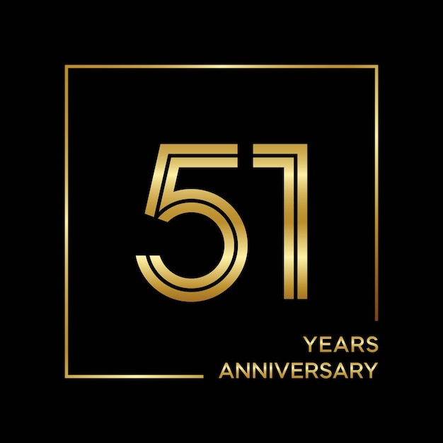 51th Anniversary logo design with double line Logo Vector Template