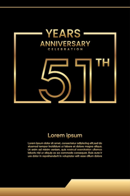 51th Anniversary template design Line art design Golden anniversary vector template