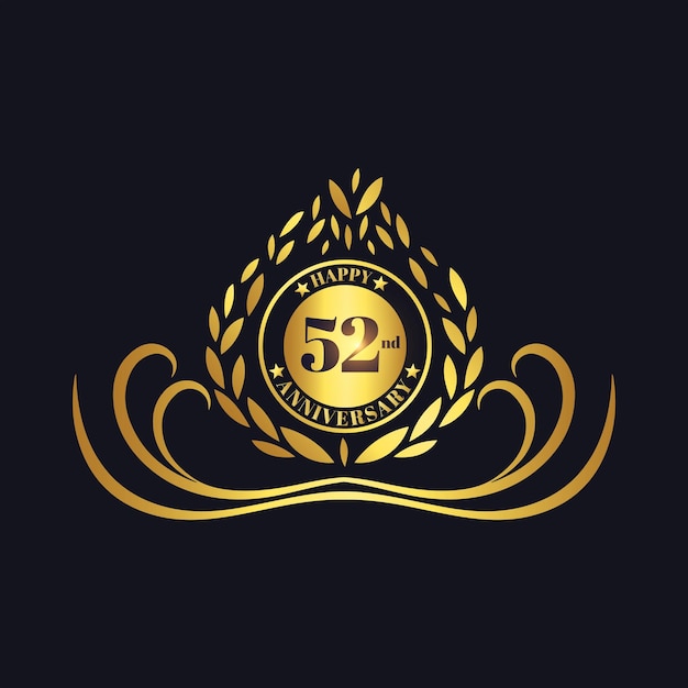 Vector 52nd anniversary lettering design template vector and illustration