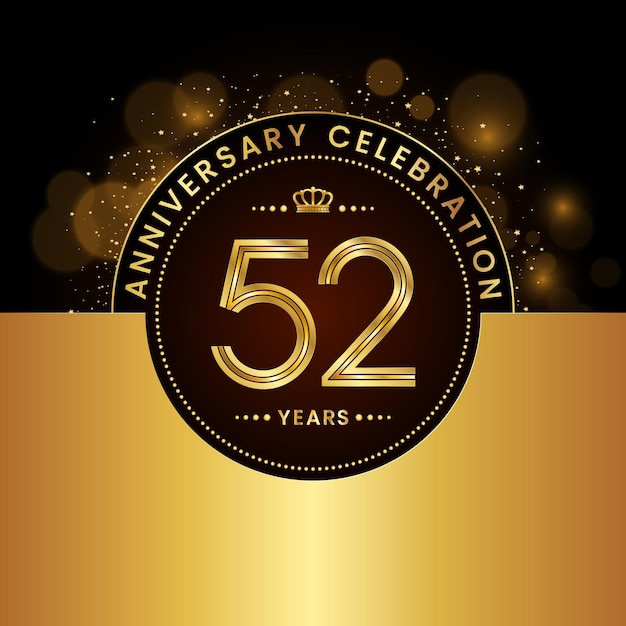 52th Anniversary Celebration Template design in golden color Modern style Logo Vector Template