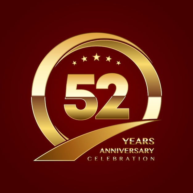 52th anniversary template design with a shiny gold ring style