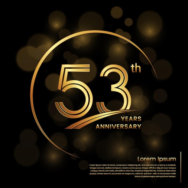 53th Anniversary logo design with double line numbers Golden anniversary template Vector Logo Template