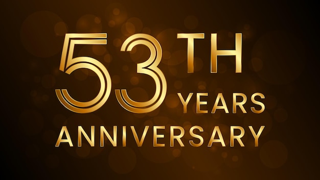 53th anniversary logo with double line number concept and golden color font