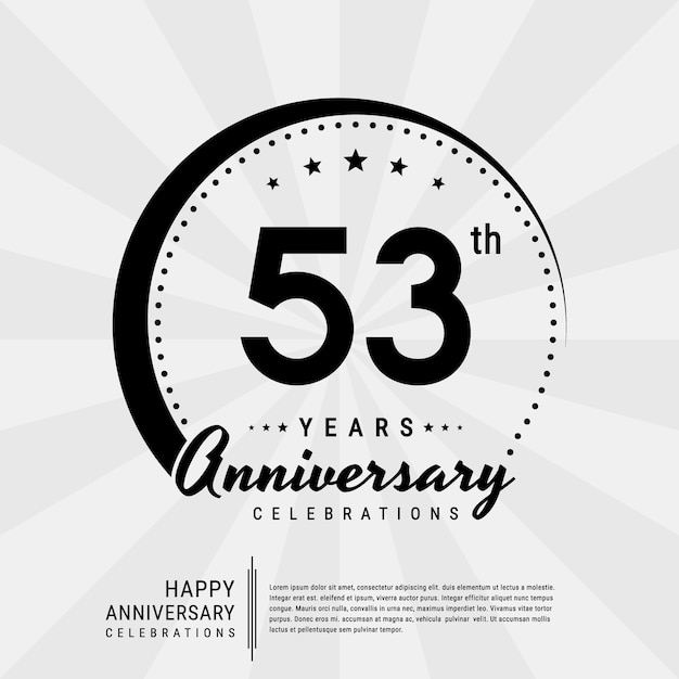 53th year anniversary design template vector template illustration